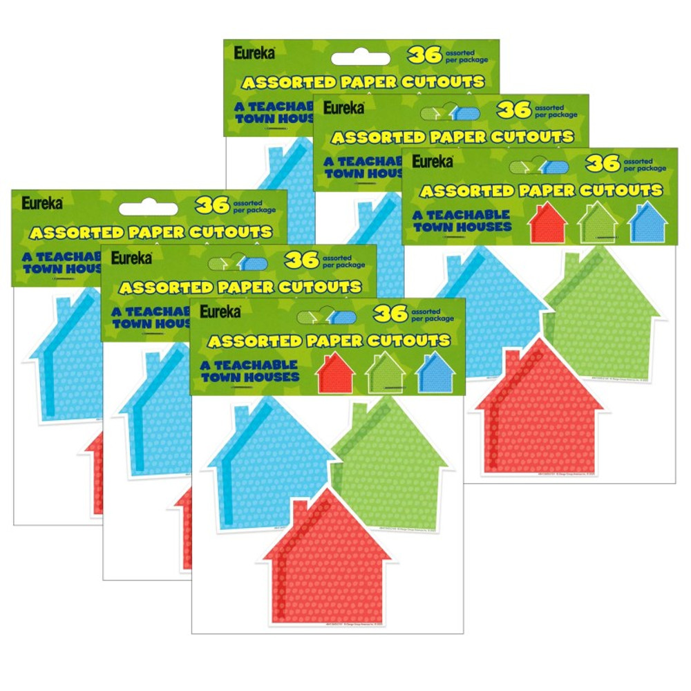 EUREKA Eureka® A Teachable Town Assorted Houses Paper Cut-Outs, 36 Per Pack, 6 Packs