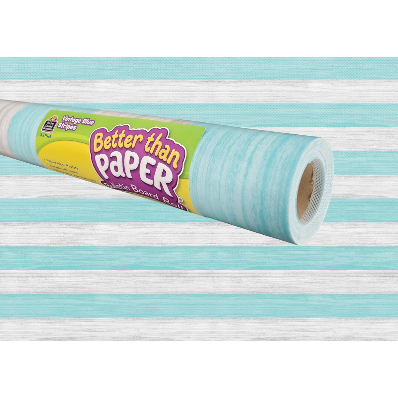 TEACHER CREATED RESOURCES Teacher Created Resources® Vintage Blue Stripes Better Than Paper Bulletin Board Roll, 4' x 12', Pack of 4