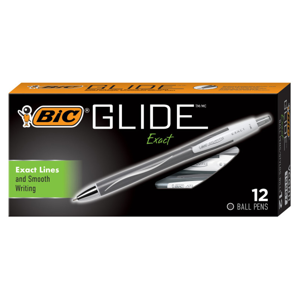 BIC USA INC BIC® Glide™ Exact Retractable Ball Point Pen, Fine Point (0.7 mm), Black, 12-Count