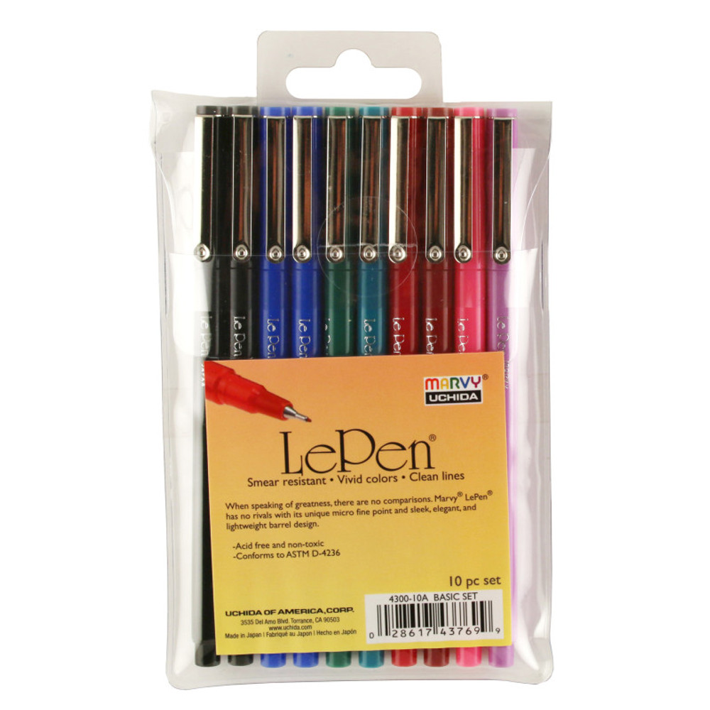 UCHIDA OF AMERICA, CORP Marvy Uchida® LePen® Micro-Fine Point Pen, Basic, 10 Colors