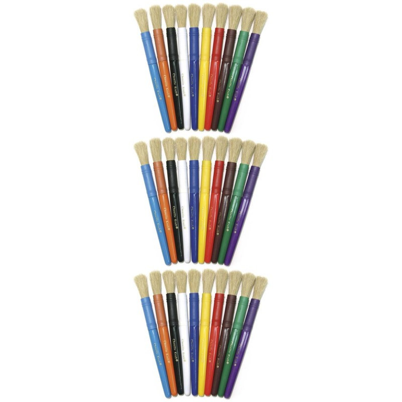 DIXON TICONDEROGA CO Creativity Street® Beginner Paint Brushes, 10 Assorted Colors, 7" Long, 10 Per Pack, 3 Packs