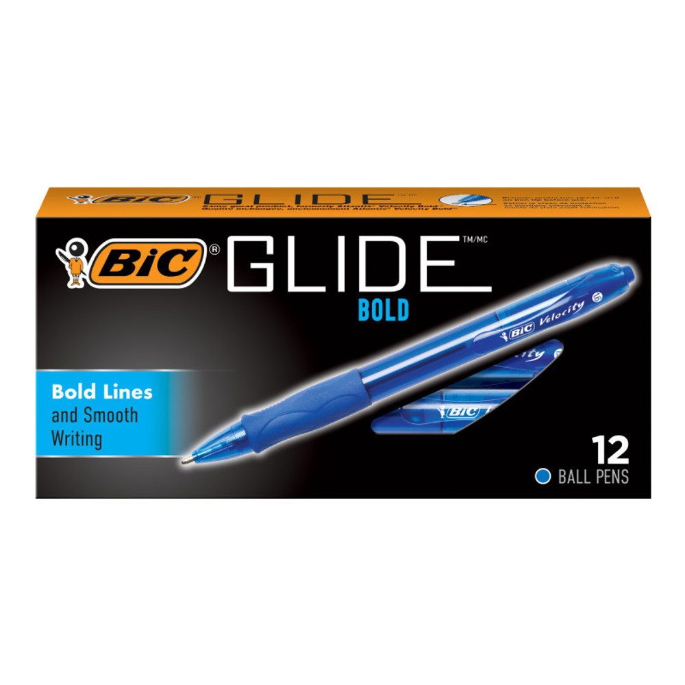 BIC USA INC BIC® Glide™ Bold Retractable Ball Point Pen, Bold Point (1.6mm), Blue, 12-Count BIC USA INC BIC® Glide™ Bold Retractable Ball Point Pen, Bold Point (1.6mm), Blue, 12-Count