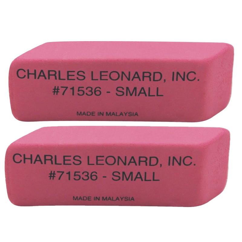 ADVANTUS Charles Leonard Small Natural Rubber Pink Wedge Eraser, 36 Per Pack, 2 Packs
