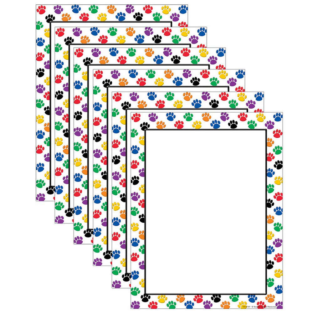 TEACHER CREATED RESOURCES Teacher Created Resources® Colorful Paw Prints Computer Paper, 50 Per Pack, 6 Packs