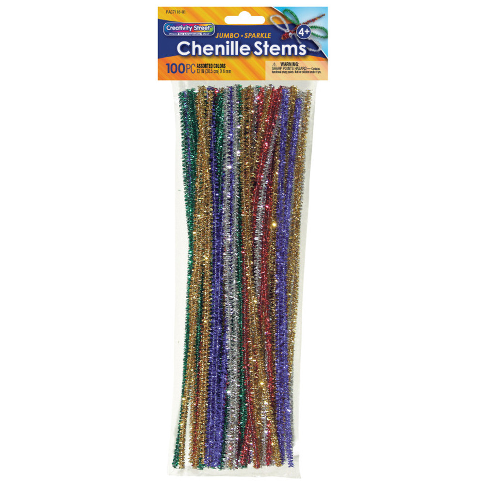 DIXON TICONDEROGA CO Creativity Street® Jumbo Sparkle Stems, Assorted Colors, 12" x 6 mm, 100 Pieces