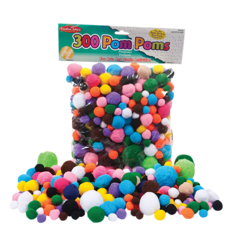 ADVANTUS Charles Leonard Creative Arts™ Pom-Poms, Assorted Sizes/Colors, Bag of 300