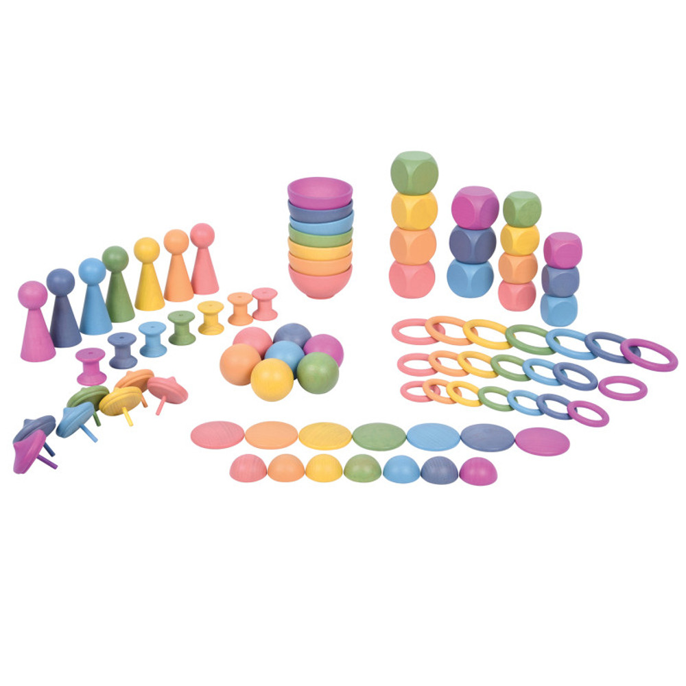 LEARNING ADVANTAGE TickiT® Rainbow Wooden Super Set - Set of 84 - 12 Different Shapes in 7 Colors