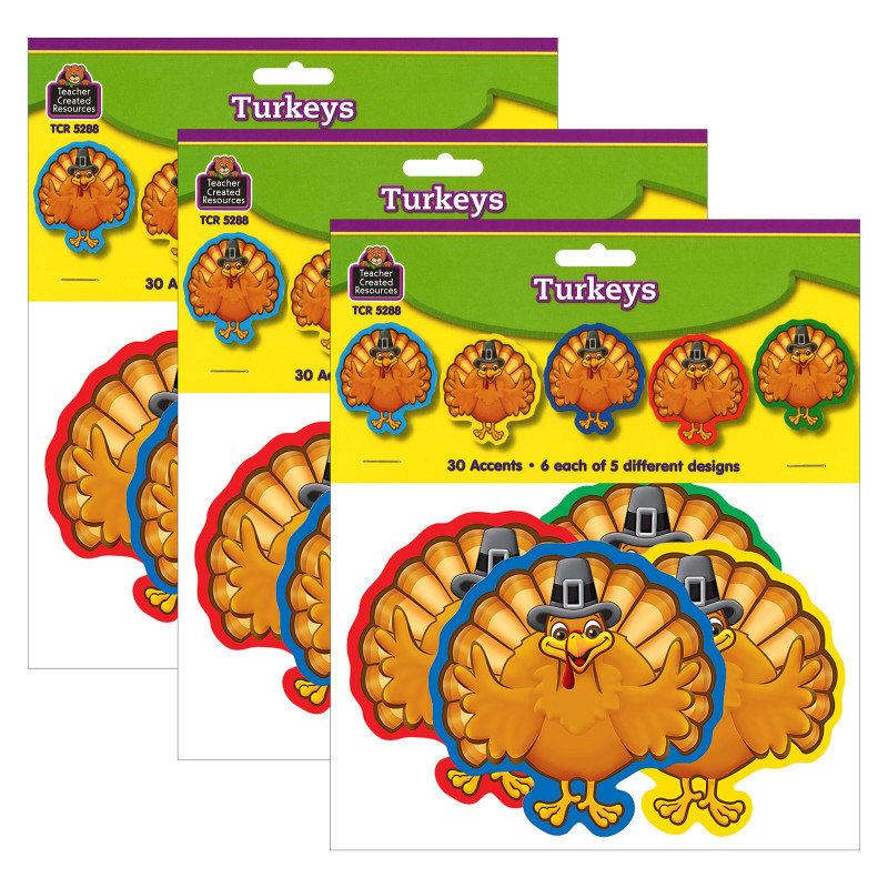 TEACHER CREATED RESOURCES Teacher Created Resources® Turkey Accents, 30 Per Pack, 3 Packs