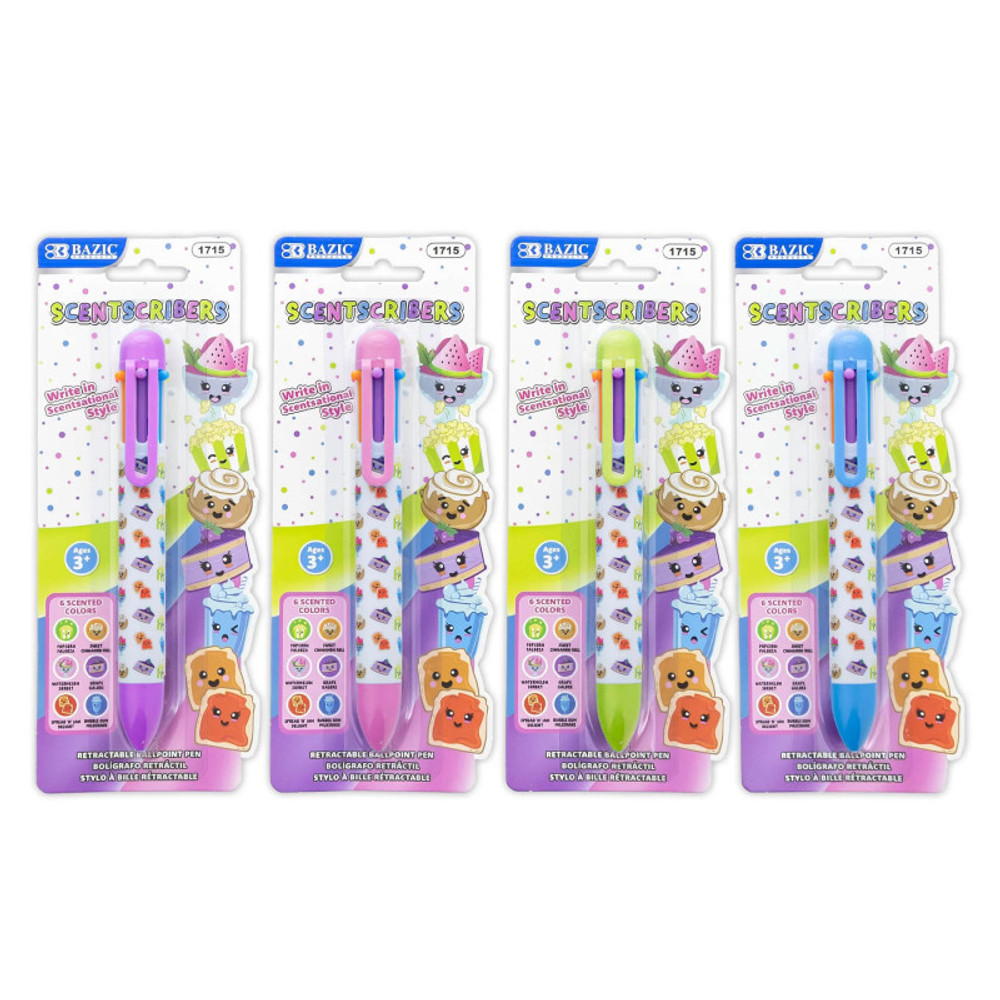 BAZIC PRODUCTS BAZIC Products® Scented 6-Color Pen, Assorted Designs