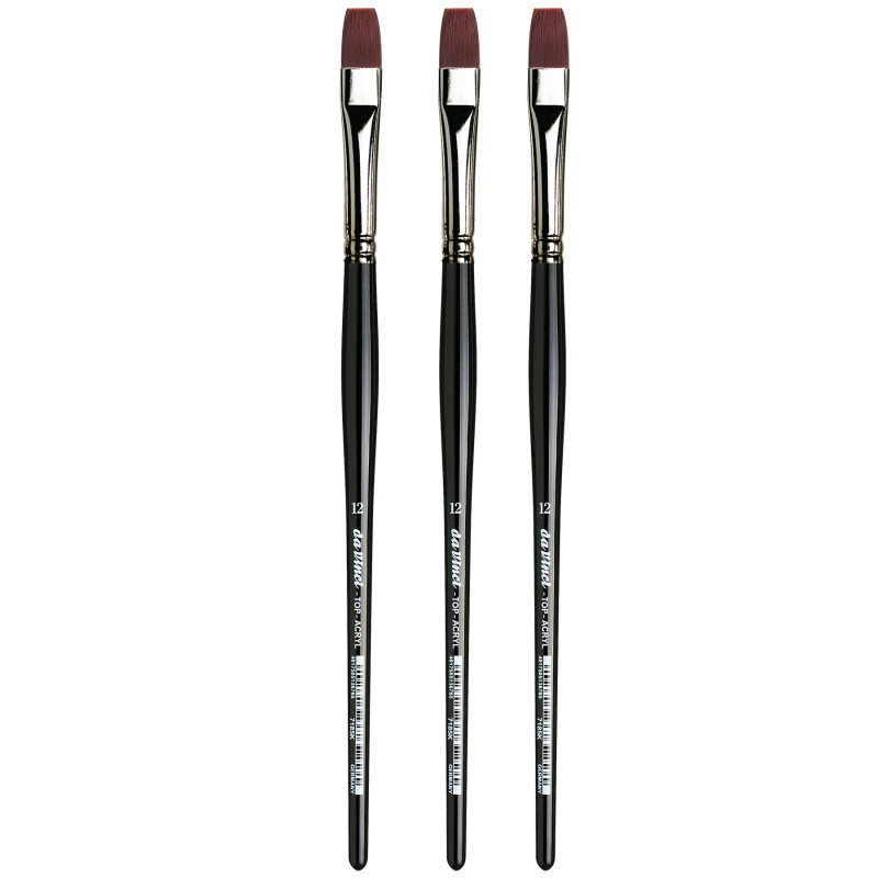 GREGORY DANIELS FINE ARTS INC da Vinci TOP-ACRYL Bright Red-Brown Brush, Synthetic, Acrylic & Oil, Flat, Series 7185K, Size 1, Pack of 3