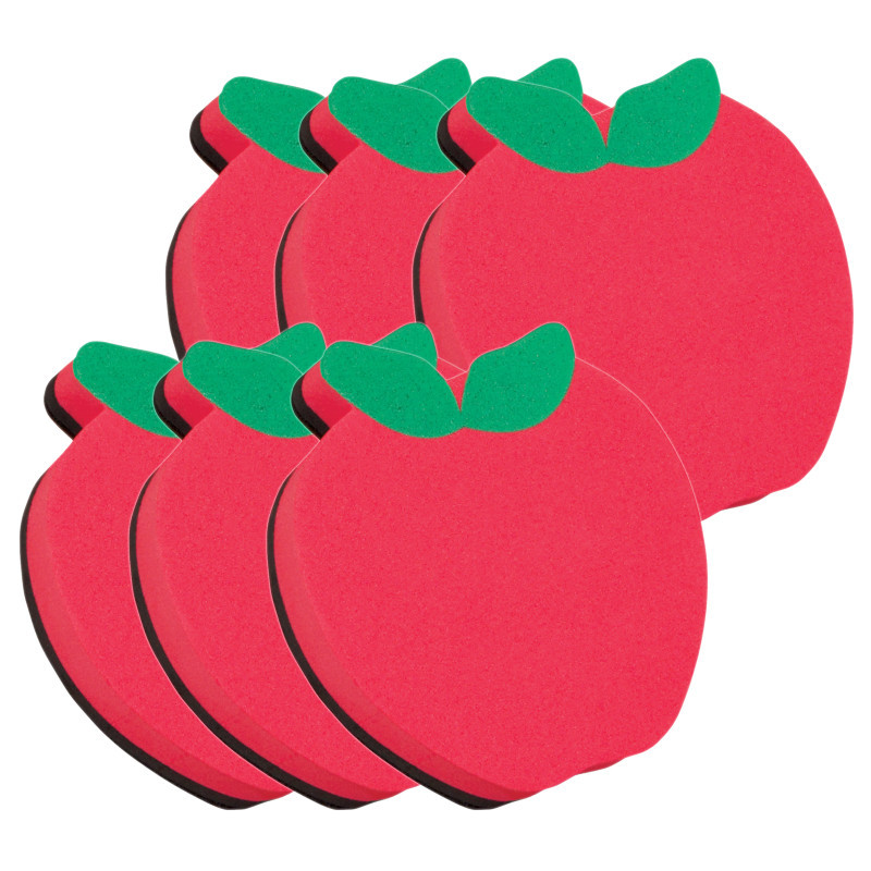 ASHLEY PRODUCTIONS Ashley Productions® Magnetic Whiteboard Eraser, Apple, Pack of 6