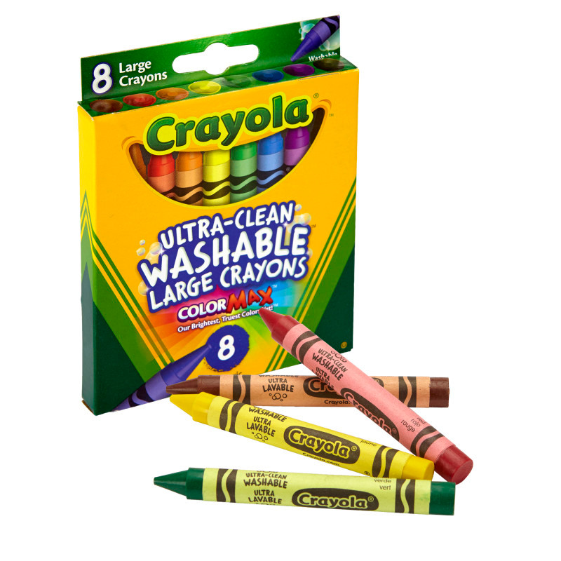 CRAYOLA LLC Crayola® Ultra-Clean Washable Crayons, Large Size, 8 Colors