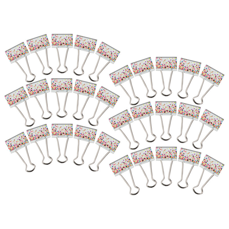 TEACHER CREATED RESOURCES Teacher Created Resources® Confetti Binder Clips, Medium, 8 Per Pack, 6 Packs