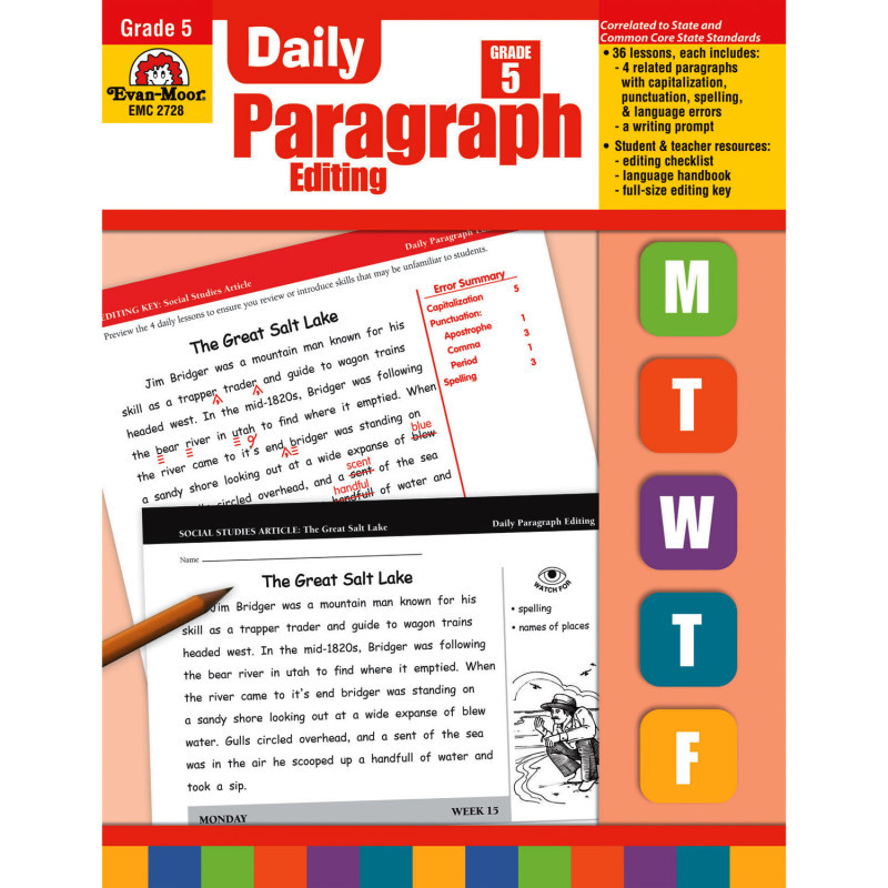 CARSON DELLOSA EDUCATION Evan-Moor Educational Publishers Daily Paragraph Editing Book, Grade 5