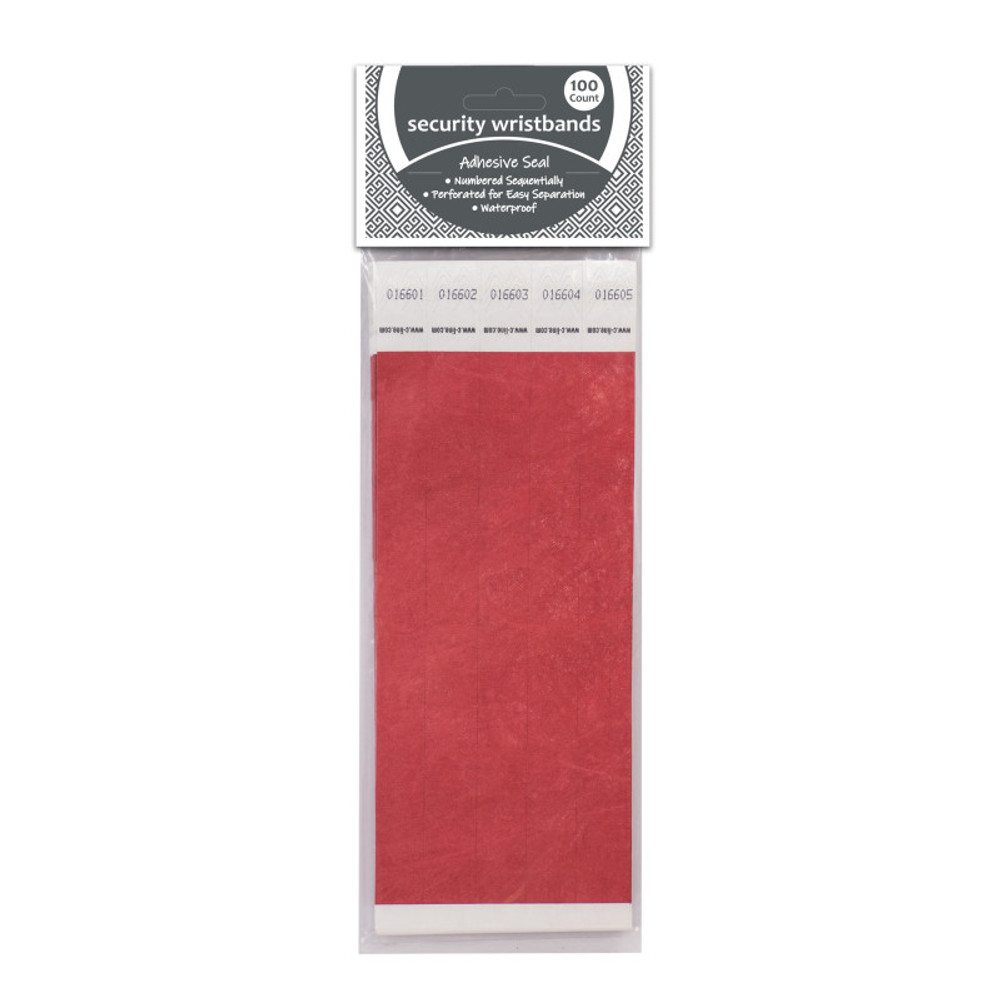 C-LINE PRODUCTS INC C-Line® DuPont™ Tyvek® Security Wristbands, Red, 100/Pack