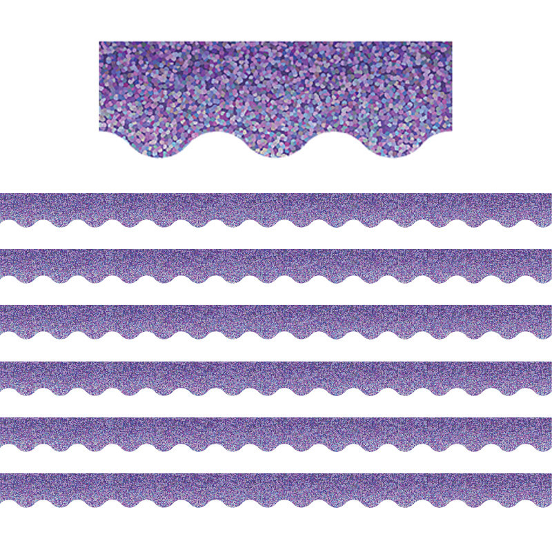 TEACHER CREATED RESOURCES Teacher Created Resources® Purple Sparkle Scalloped Border Trim, 35 Feet Per Pack, 6 Packs