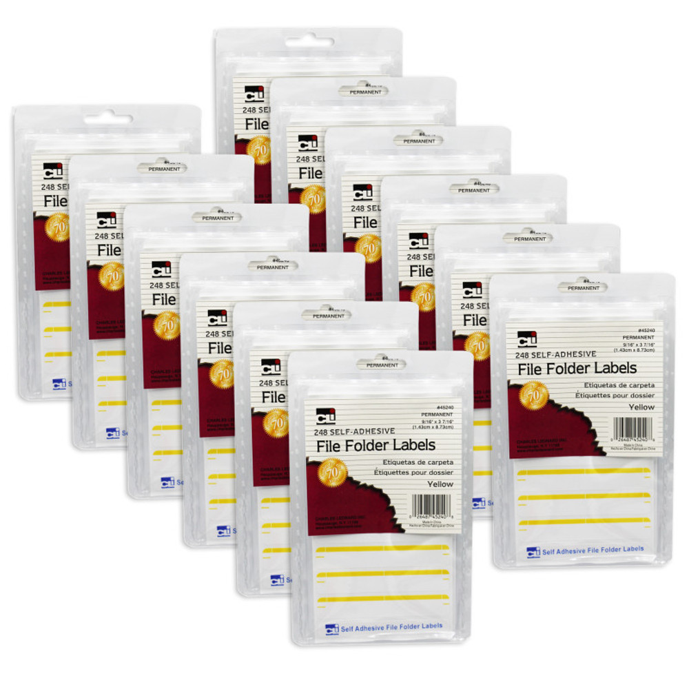 ADVANTUS Charles Leonard File Folder Labels, Yellow, 248 Per Pack, 12 Packs