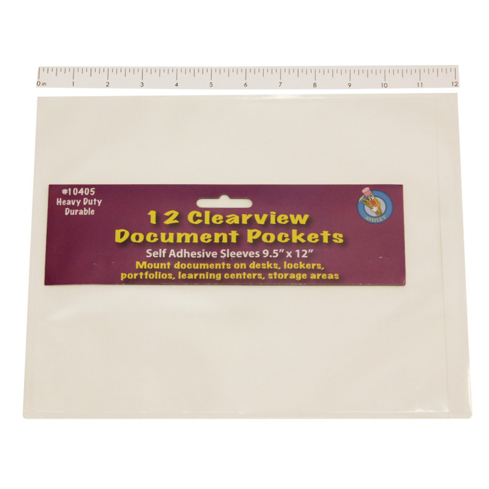 ASHLEY PRODUCTIONS Ashley Productions® Clear View Self-Adhesive Document Pocket 9" x 12", Pack of 12
