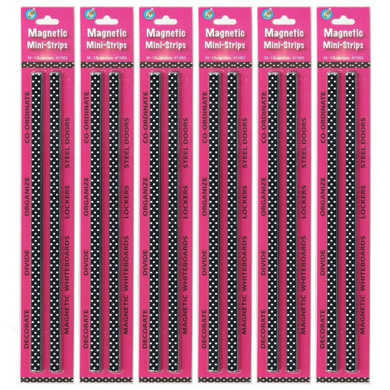 ASHLEY PRODUCTIONS Ashley Productions® Mini Magnetic Magi-Strips, B/W Dots, 24 Feet Per Pack, 6 Packs