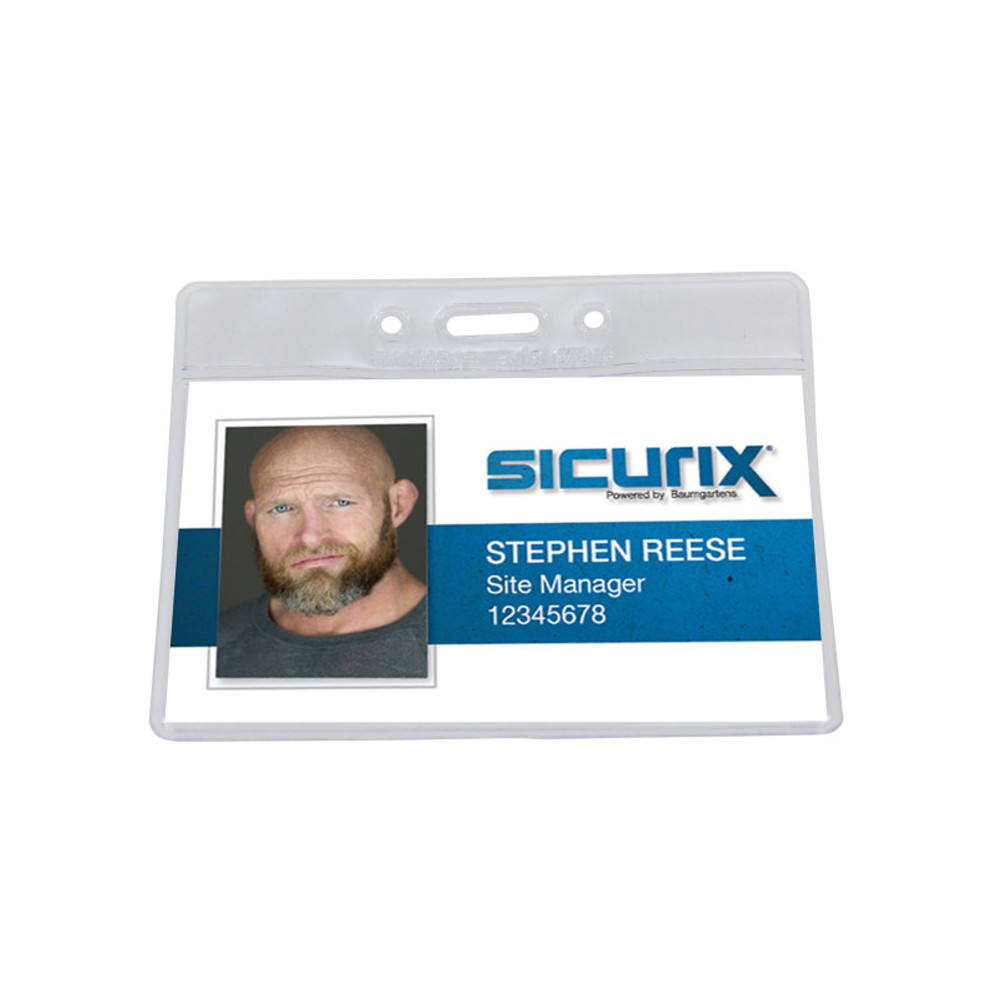 BAUMGARTENS INC SICURIX Standard Vinyl Badge Holder, Horizontal, Pack of 50