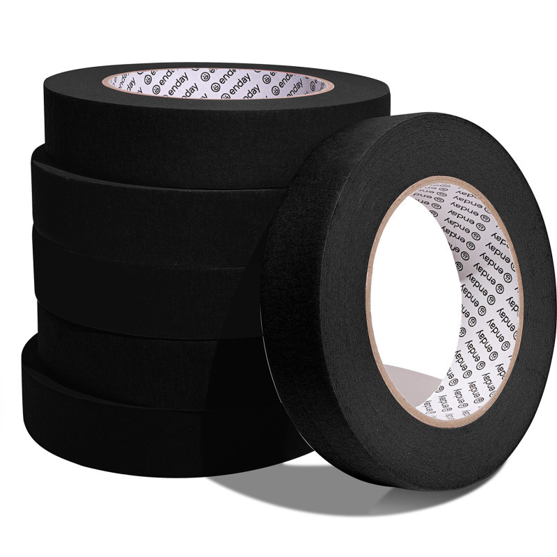 MIX N MORE enday Masking Tape, 1" x 60 Yards, Black, Pack of 6