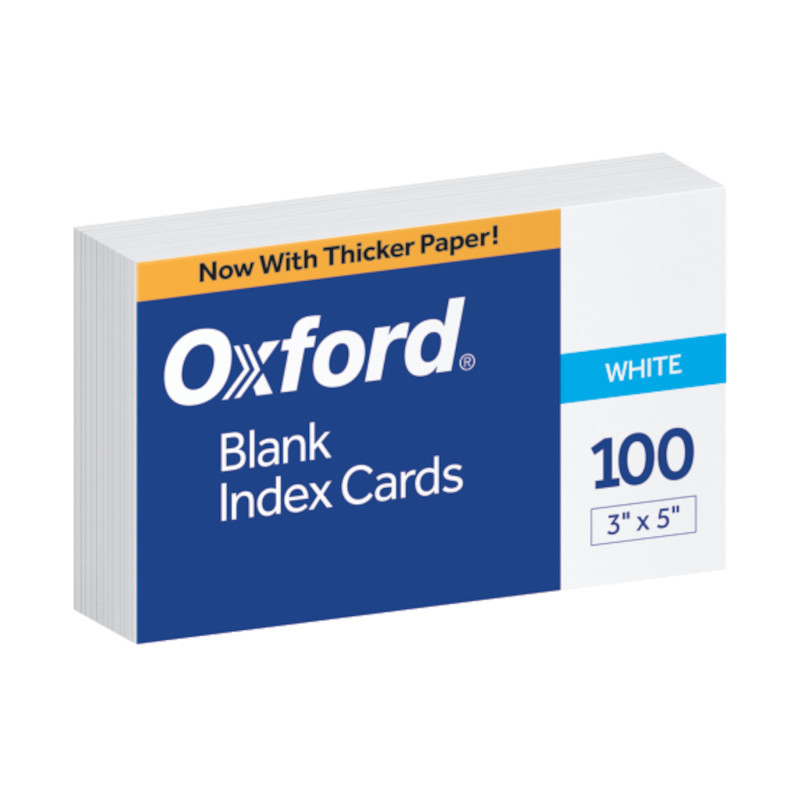 TOPS PRODUCTS Oxford® Blank Index Cards, 3" x 5", White, Pack of 100