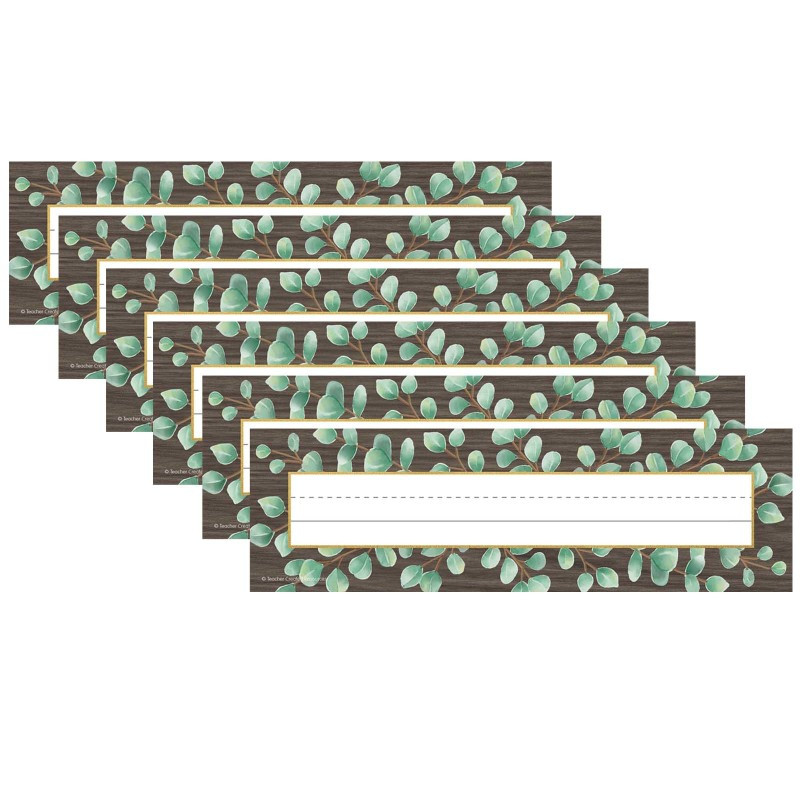TEACHER CREATED RESOURCES Teacher Created Resources® Eucalyptus Flat Name Plates, 36 Per Pack, 6 Packs