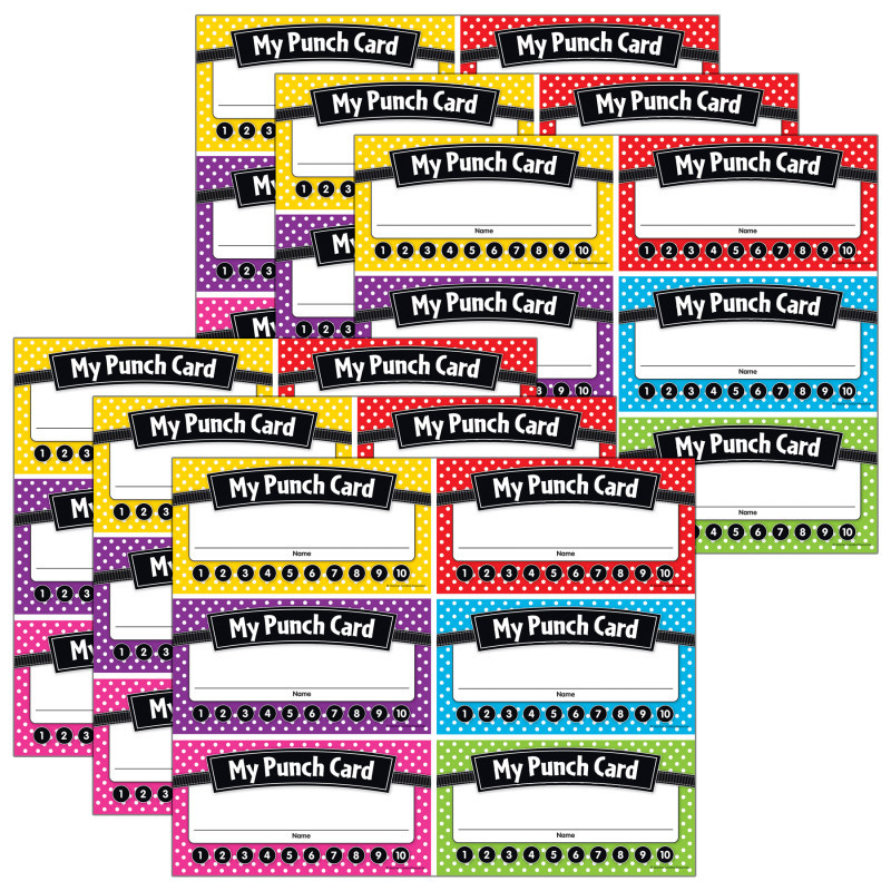 TEACHER CREATED RESOURCES Teacher Created Resources® Polka Dots Punch Cards, 60 Per Pack, 6 Packs