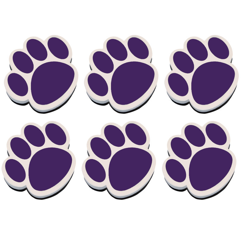 ASHLEY PRODUCTIONS Ashley Productions® Magnetic Whiteboard Eraser, Purple Paw, Pack of 6