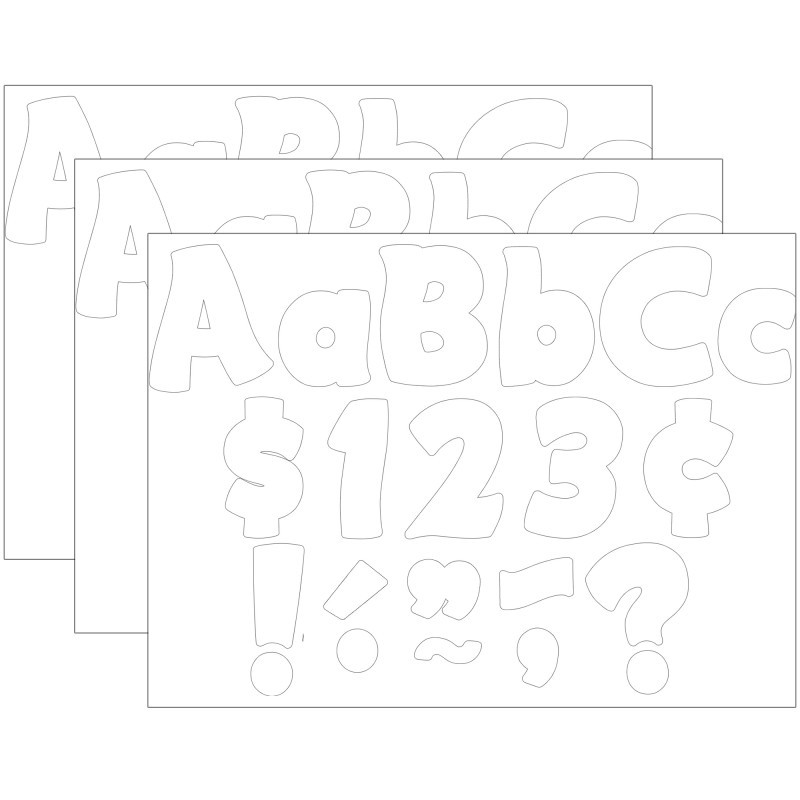 TEACHER CREATED RESOURCES Teacher Created Resources® White Funtastic 4" Letters Combo Pack, 208 Per Pack, 3 Packs