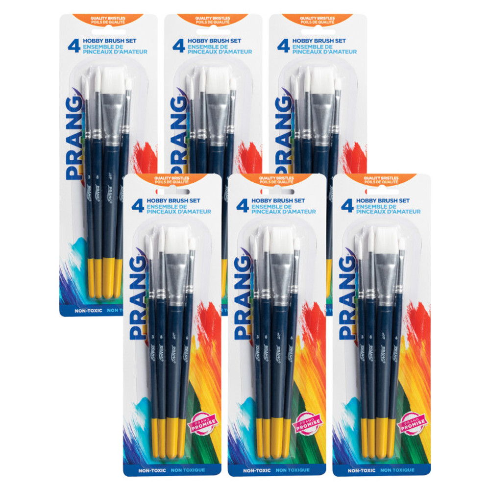 DIXON TICONDEROGA CO Prang® Hobby Paint Brush Set, Assorted Sizes, 4 Per Set, 6 Sets