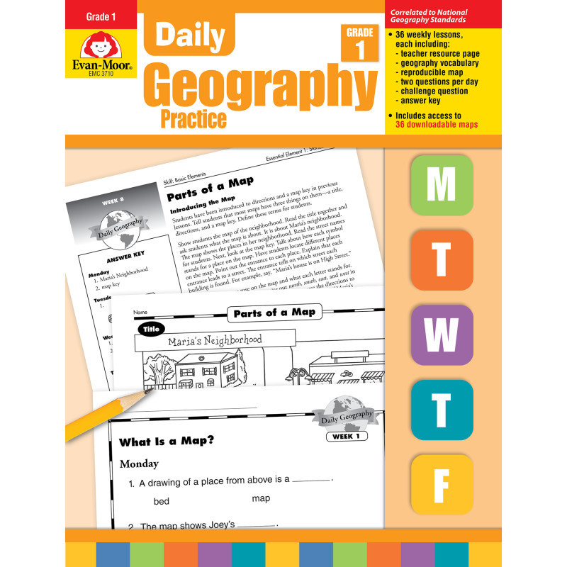 CARSON DELLOSA EDUCATION Evan-Moor Educational Publishers Daily Geography Practice Book, Grade 1