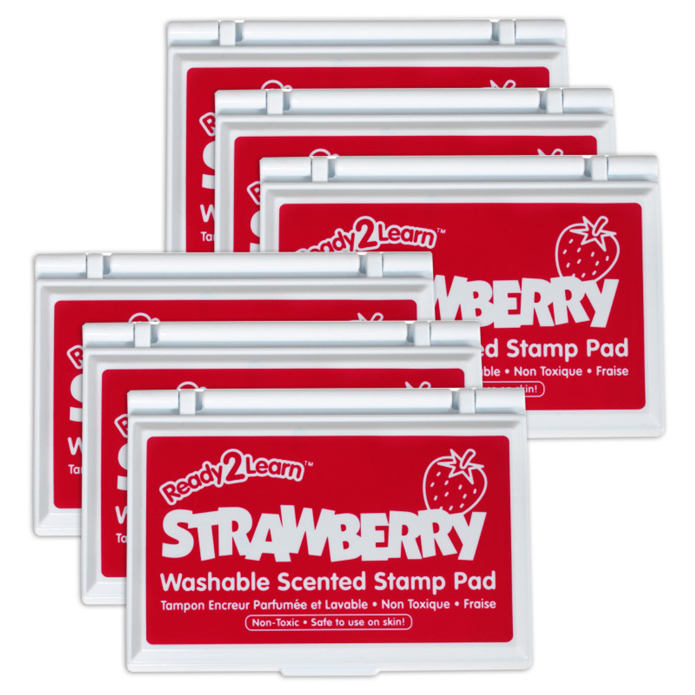 LEARNING ADVANTAGE READY 2 LEARN™ Washable Stamp Pad - Strawberry Scent, Red - Pack of 6