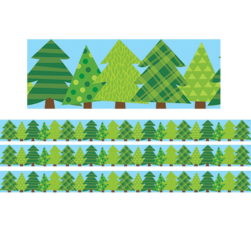 CREATIVE TEACHING PRESS Creative Teaching Press® Woodland Friends Patterned Pine Trees EZ Border, 48 Feet Per Pack, 3 Packs