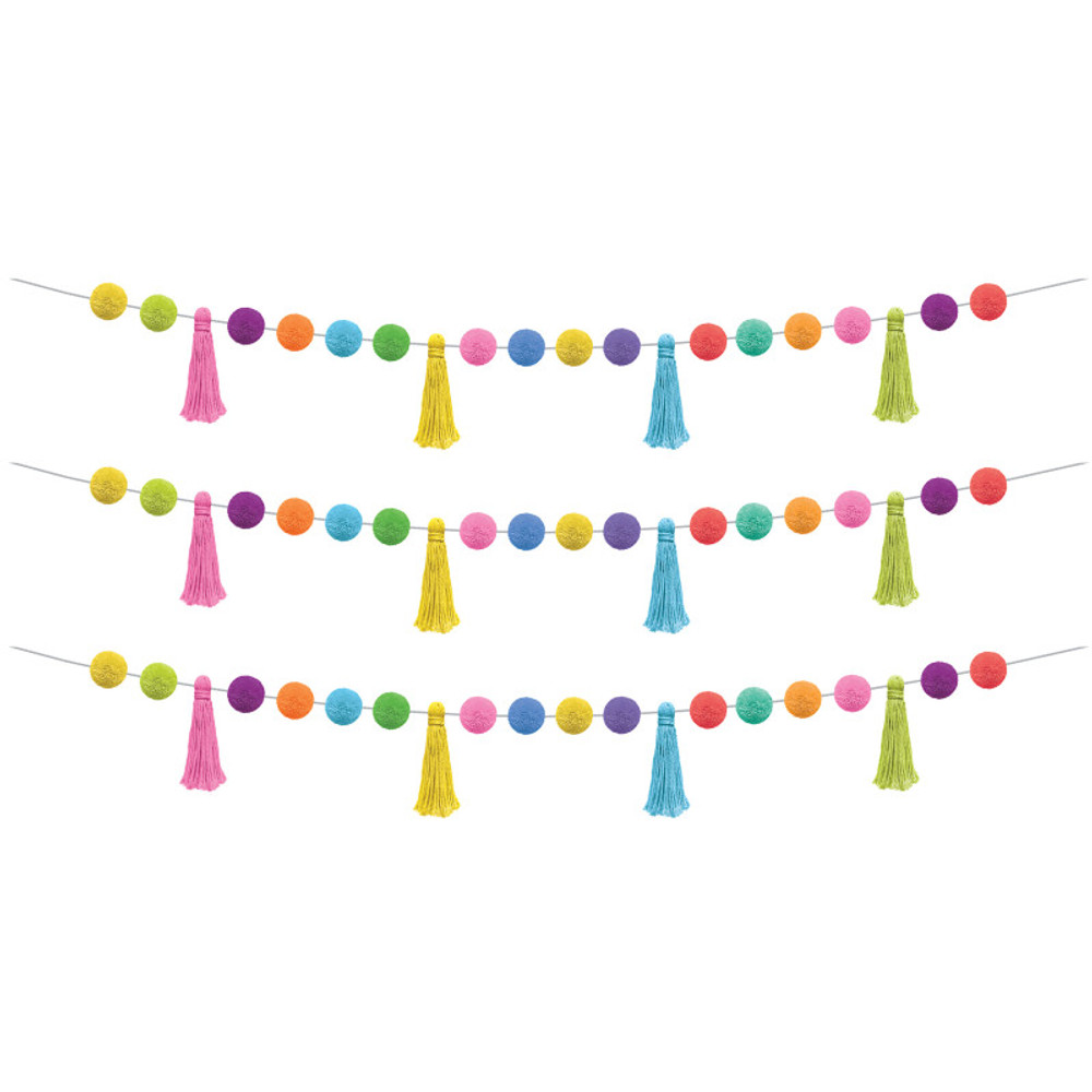 TEACHER CREATED RESOURCES Teacher Created Resources® Colorful Pom-Poms and Tassels Garland, Pack of 3