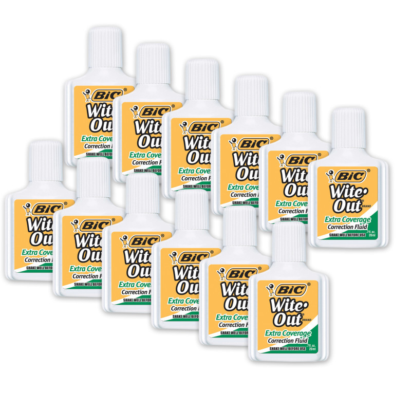 BIC USA INC BIC® Wite Out® Correction Fluid, Extra Coverage, Pack of 12