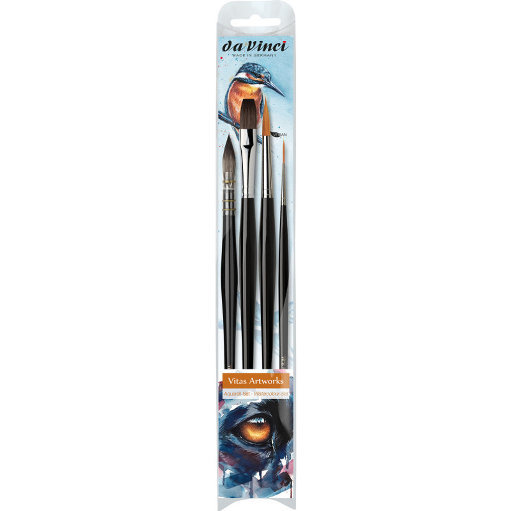 GREGORY DANIELS FINE ARTS INC da Vinci Artist Signature Collection by Vitas Artworks, Watercolor Brushes, Assorted, 4 Brush Set