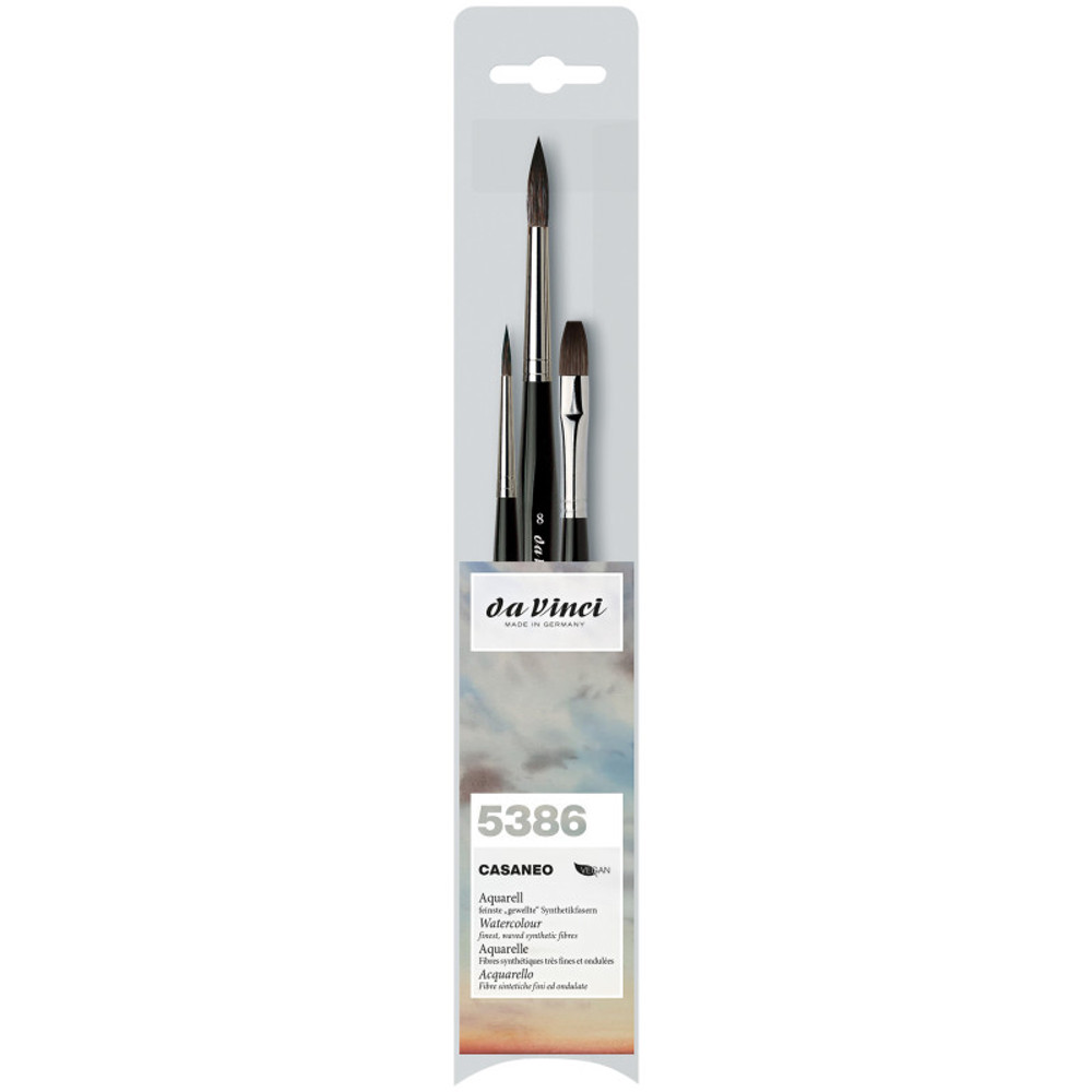 GREGORY DANIELS FINE ARTS INC da Vinci CASANEO Assorted Wash, Extra Soft Synthetic, Watercolor, 3 Brush Set