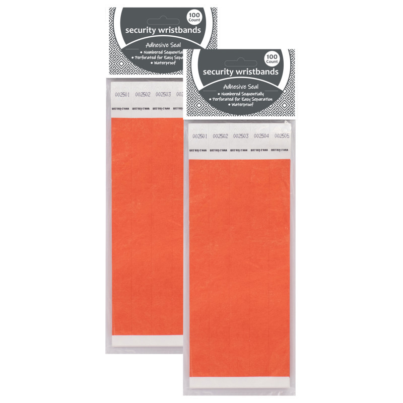 C-LINE PRODUCTS INC C-Line® DuPont™ Tyvek® Security Wristbands, Orange, 100 Per Pack, 2 Packs