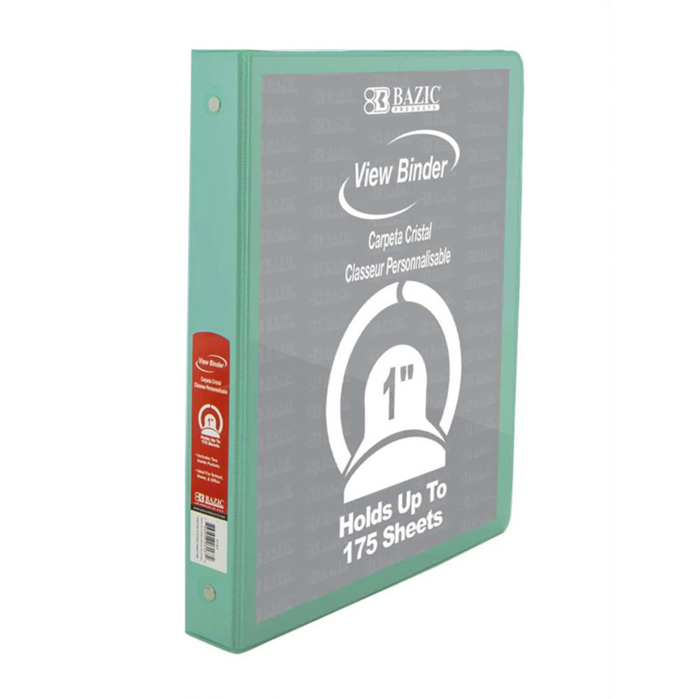 BAZIC PRODUCTS BAZIC Products® 1" 3-Ring View Binder with 2-Pockets, Assorted Pastel Colors, 1 Count