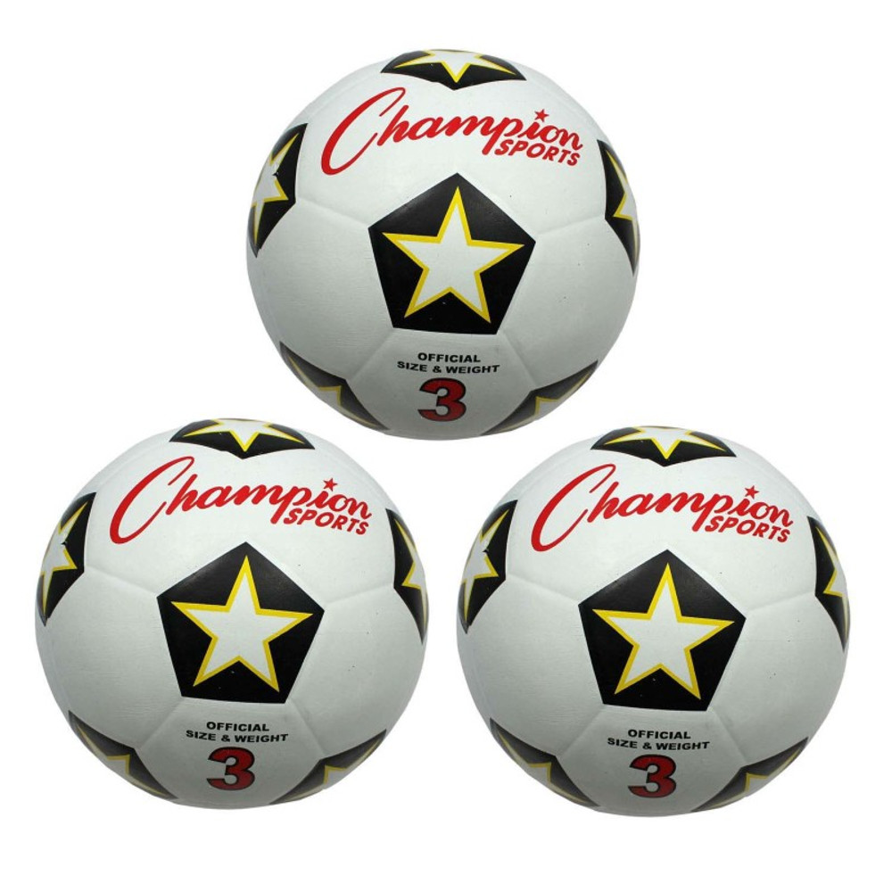 CHAMPION SPORTS Champion Sports Rubber Soccer Ball, Size 3, Pack of 3