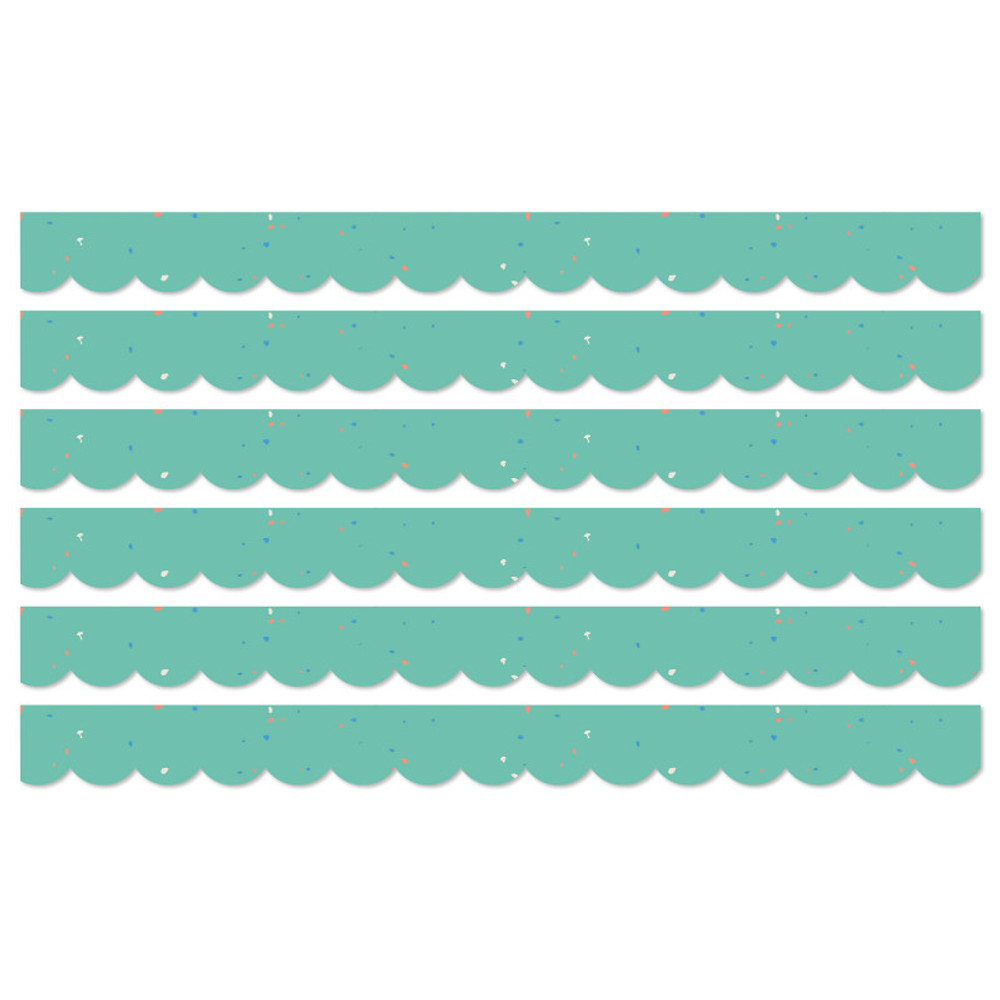 CARSON DELLOSA EDUCATION Carson Dellosa Education We Belong Speckled Teal Scalloped Borders Per Pack, 39 Feet Per Pack, 6 Packs