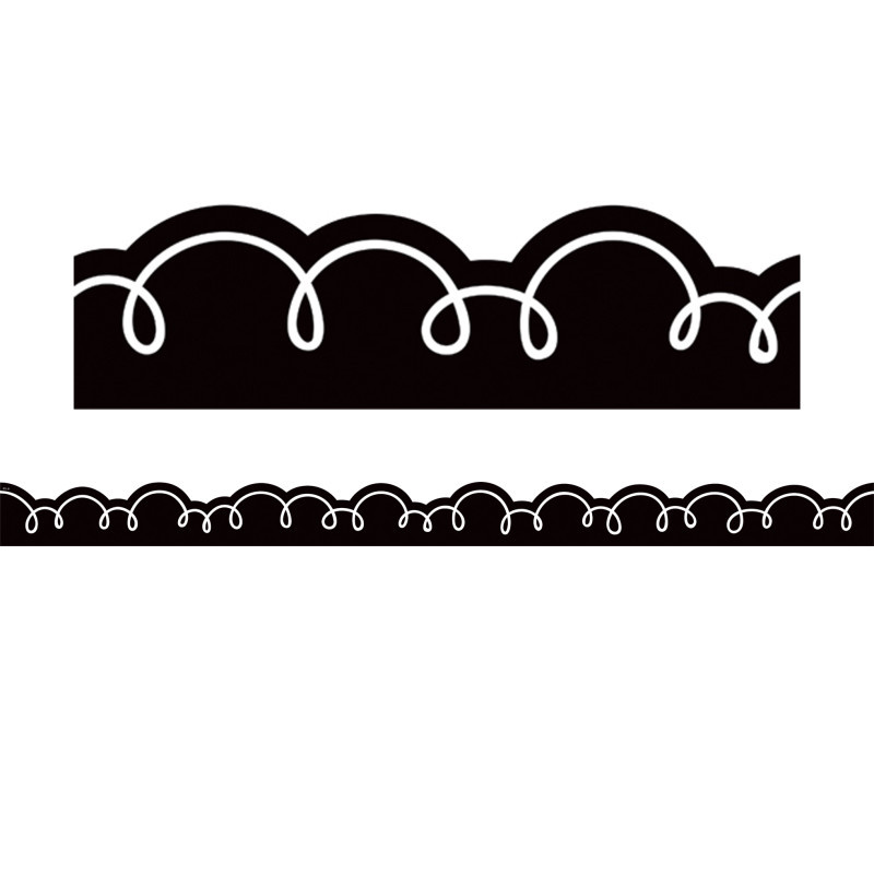 TEACHER CREATED RESOURCES Teacher Created Resources® Black with White Squiggles Die-Cut Border Trim, 35 Feet