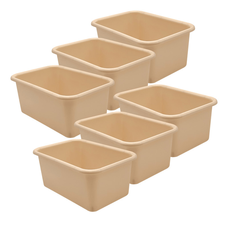 TEACHER CREATED RESOURCES Teacher Created Resources® Small Plastic Storage Bin, Light Brown, Pack of 6