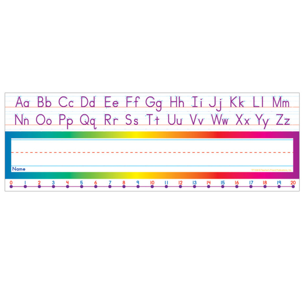 SCHOLASTIC TEACHING RESOURCES Scholastic Alphabet-Number Line (Standard) Name Plates, Pack of 36
