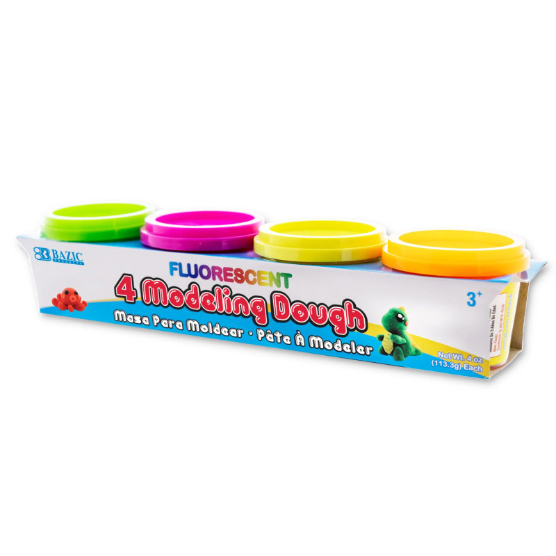 BAZIC PRODUCTS BAZIC Products® Fluorescent Color Modeling Dough, 4 oz, Pack of 4