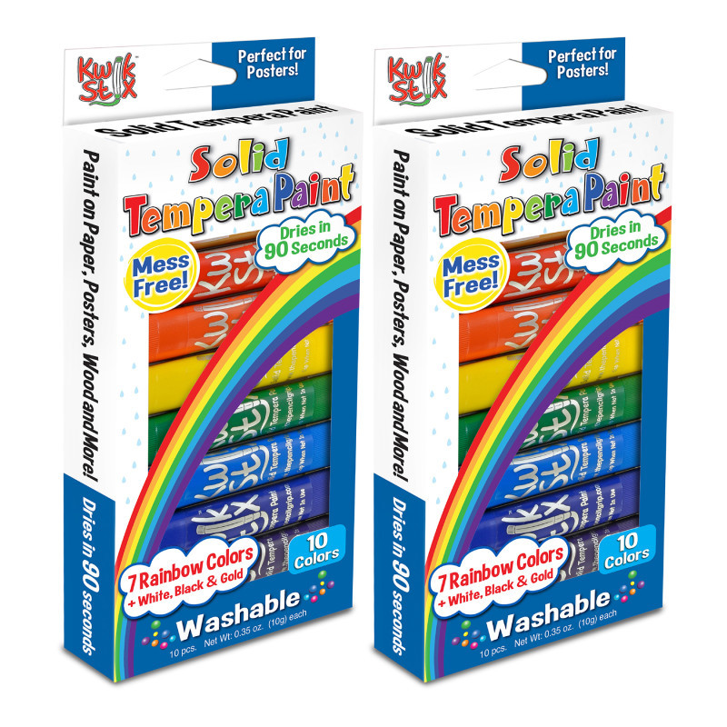 THE PENCIL GRIP Kwik Stix™ Tempera Paint Sticks, Rainbow Colors, 10 Per Pack, 2 Packs