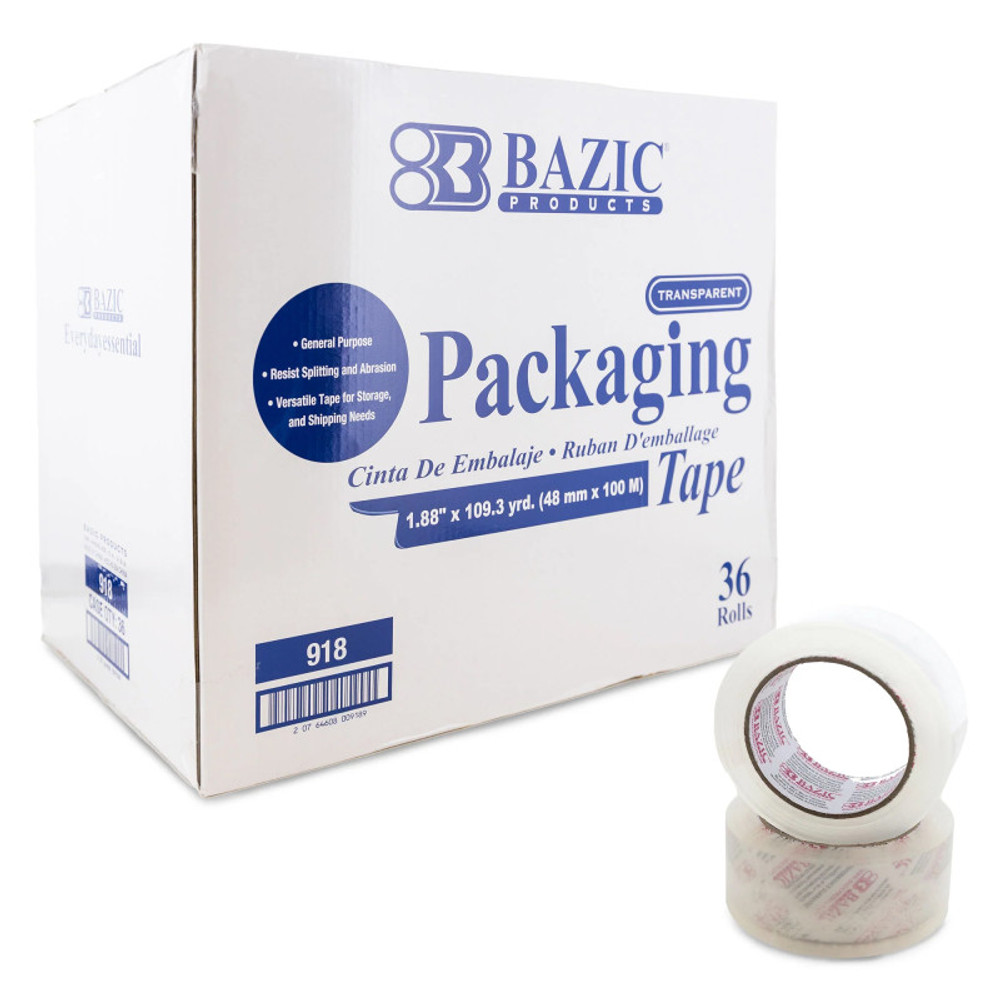 BAZIC PRODUCTS BAZIC Products® Industrial Clear Packing Tape, 1.88" x 109.3 Yards, Box of 36
