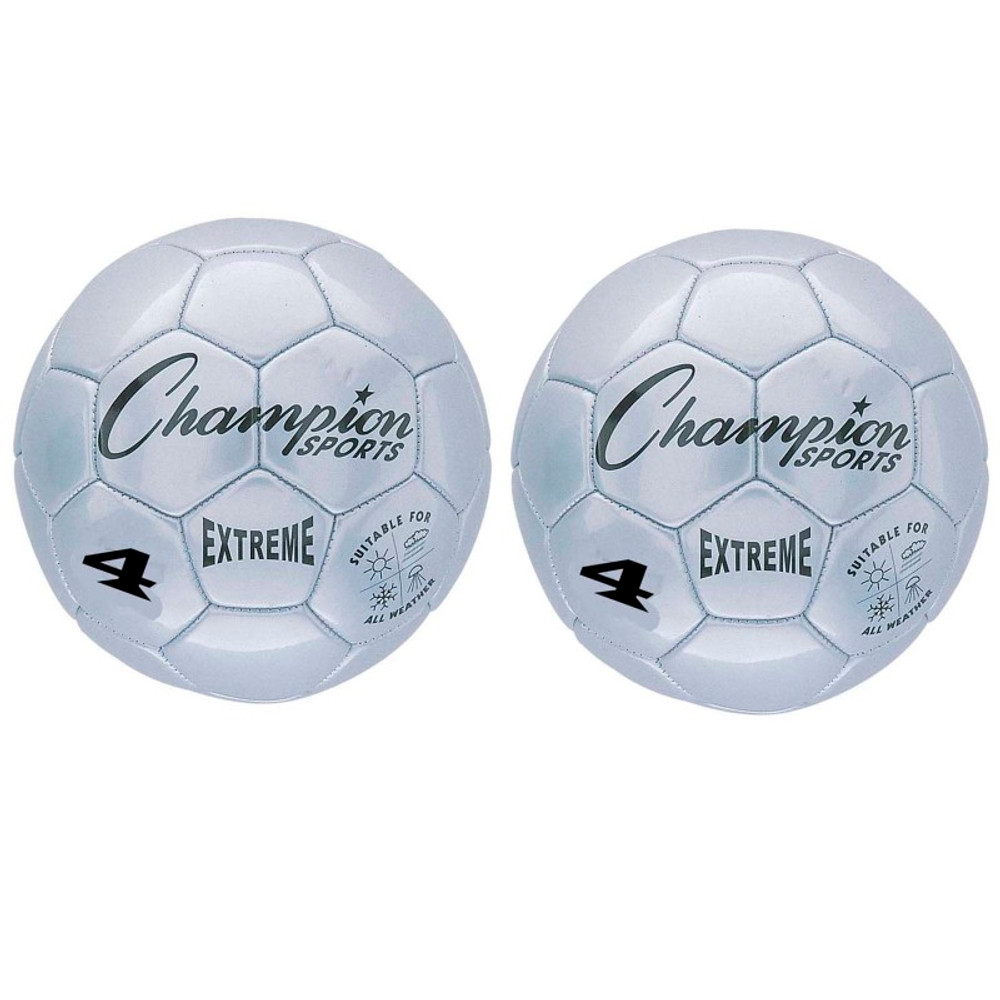CHAMPION SPORTS Champion Sports Extreme Soccer Ball, Size 4, Silver, Pack of 2