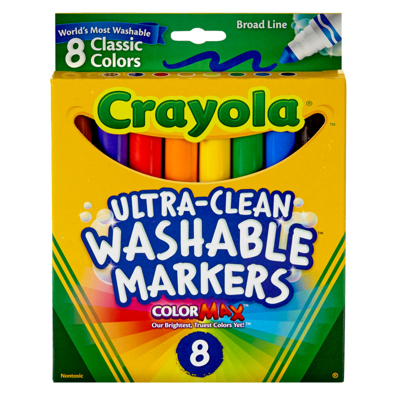 CRAYOLA LLC Crayola® Ultra-Clean Markers, Conical Tip, Classic Colors, 8 Count